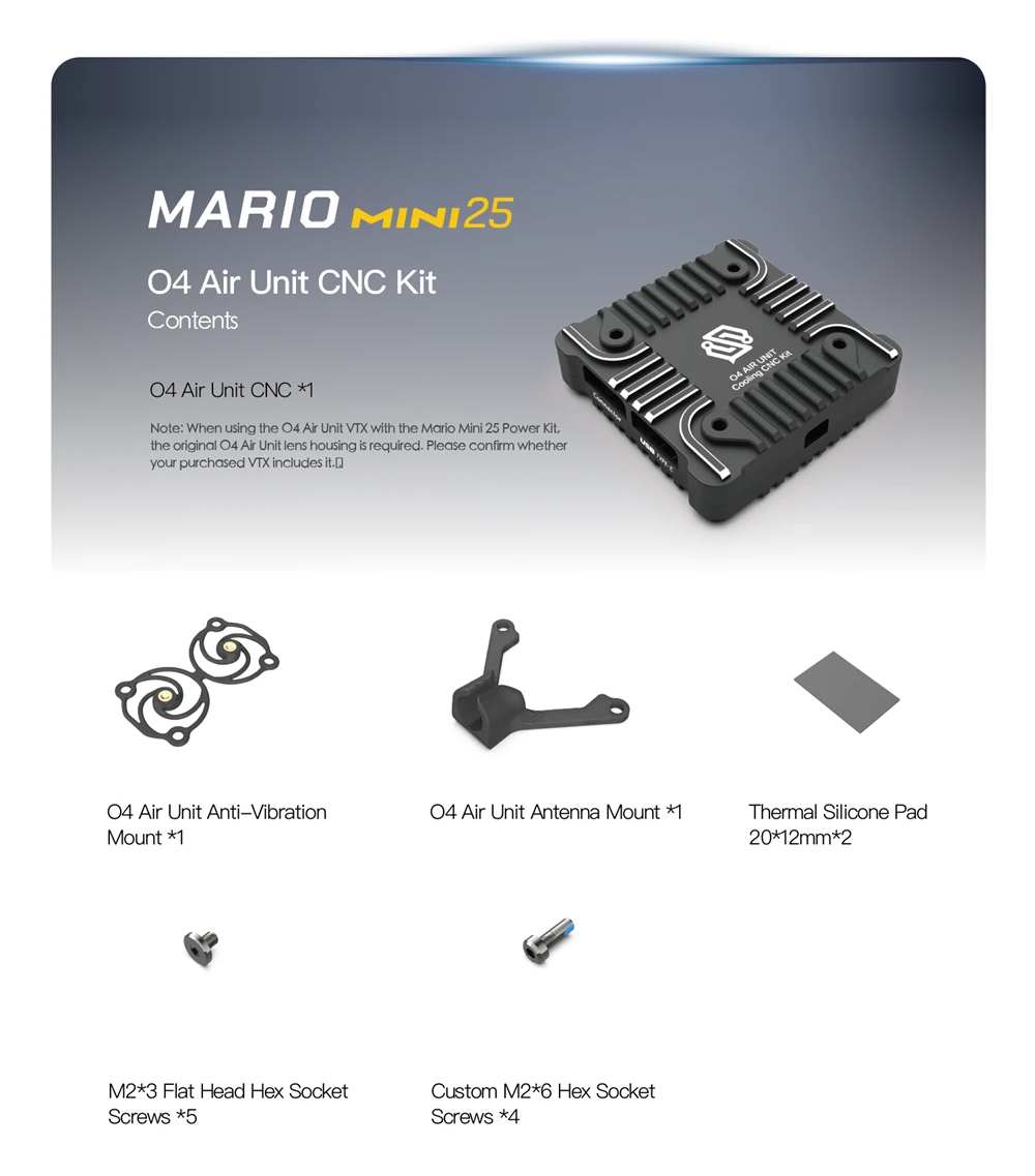 Mario Mini O4 air unit cnc kit